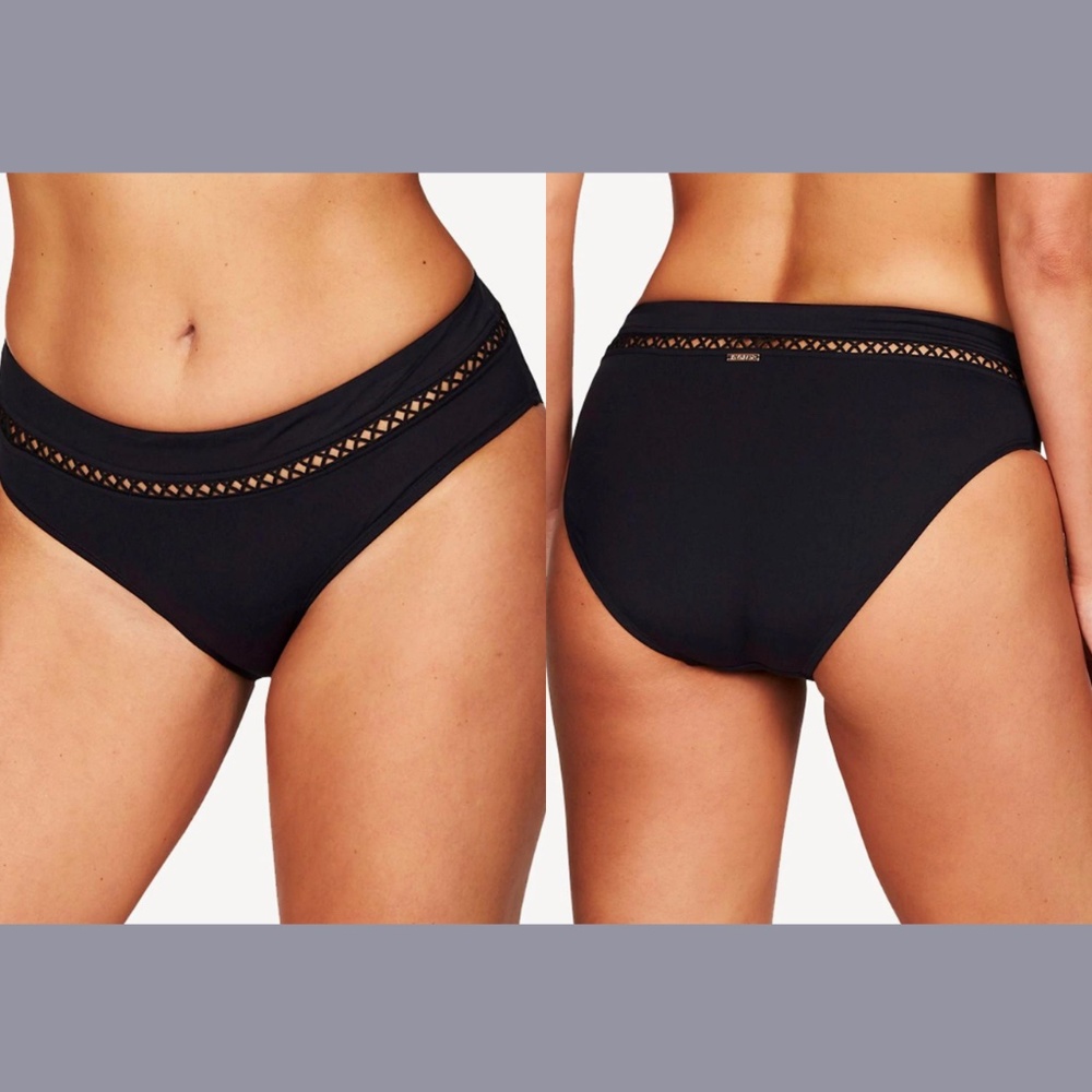 NEW Sea Level Lola‎ Mid Bikini Bottoms in Stitch Black [ SZ 8 US/ 12 AUS ]